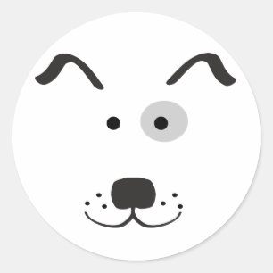 Illustratie tekenfilm Dog Face Ronde Sticker