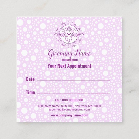 Illustratie tekenfilm Dog voor grooming Afsprakenkaartje (Achterkant)