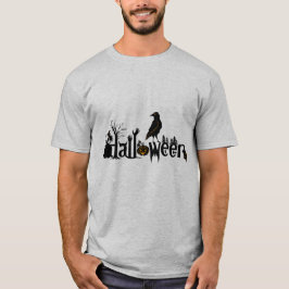 Illustratie tekst en zwart-wit Halloween T-shirt