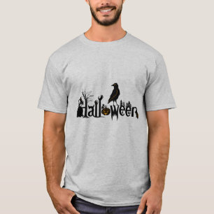 Illustratie tekst en zwart-wit Halloween T-shirt
