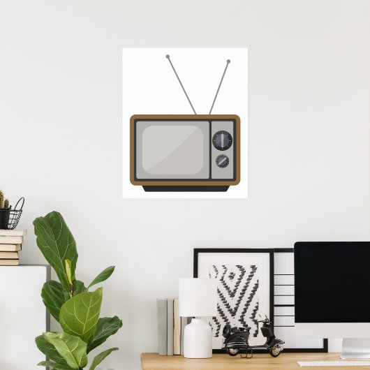 Illustratie televisie-tv-beeld Retro-televisieset Poster (Thuiskantoor)