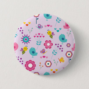 Illustratie ter illustratie van vogels, bijen en b ronde button 5,7 cm