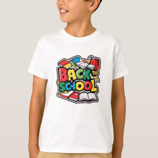 Illustratie terug naar school – Kleurrijke Cartoon T-shirt