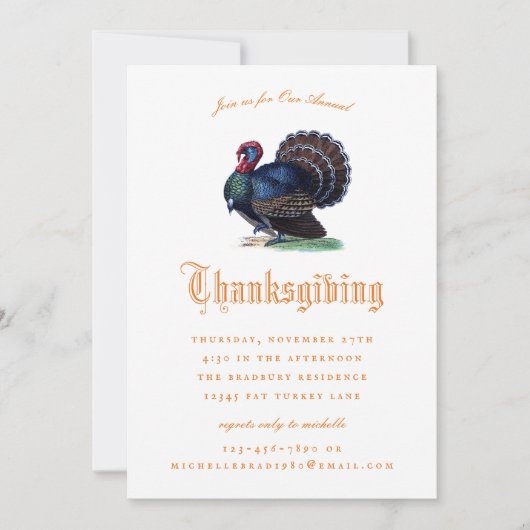 Illustratie Thanksgiving Antiek-Turkije Kaart (Voorkant)