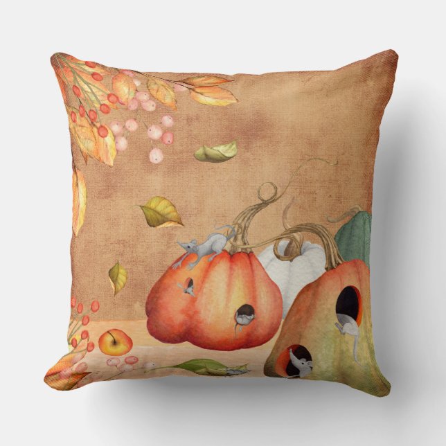 Illustratie Thanksgiving muizen Kussen (Voorkant)