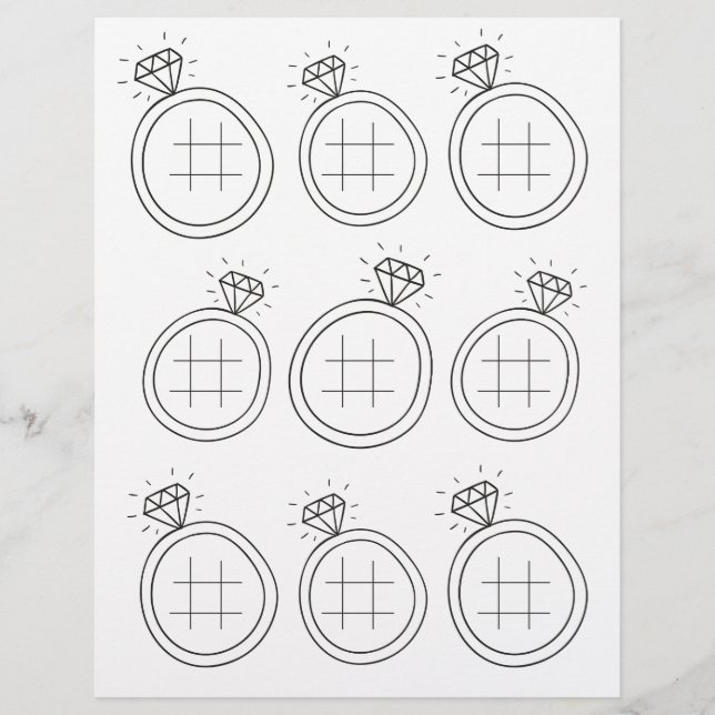 Illustratie Tic Tac Toe Wedding Activity Page (Voorkant)