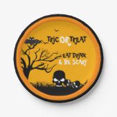 Illustratie trick or treat Owl & Skulls Papieren Bordje (Voorkant)