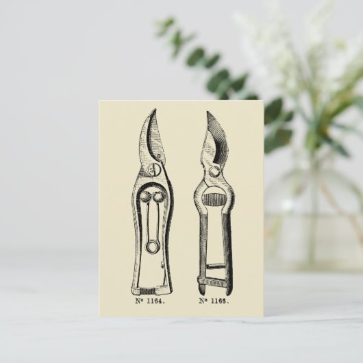  ILLUSTRATIE Tuinieren Tool Pruners P Briefkaart (Staand voorkant)