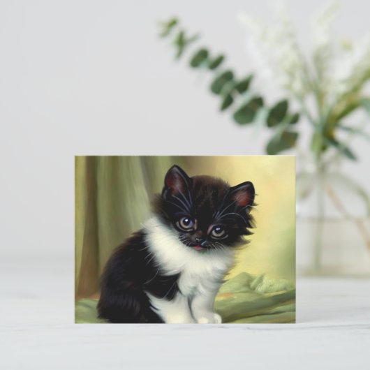  illustratie Tuxedo Kitten Briefkaart (Staand voorkant)