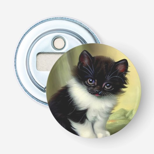  illustratie Tuxedo Kitten Button Flesopener (Voorkant)