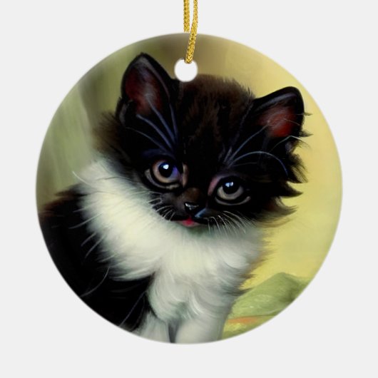 illustratie Tuxedo Kitten Keramisch Ornament (Voorkant)