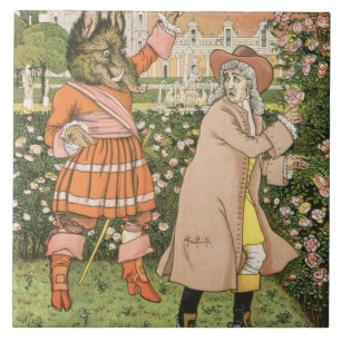 Illustratie uit Beauty en het Beast, 1901 (colo) Tegeltje