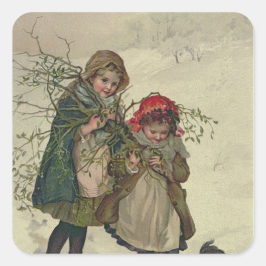 Illustratie uit de kerstboom Fairy, pub. 1886 Vierkante Sticker (Voorkant)
