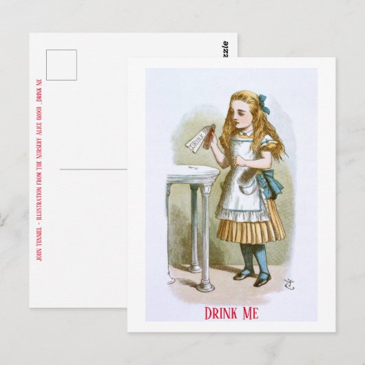 Illustratie uit de kinderkamer Alice - Drink me Briefkaart (Voorkant / Achterkant)