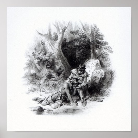 Illustratie uit "De laatste van de Mohikanen" Poster (Voorkant)