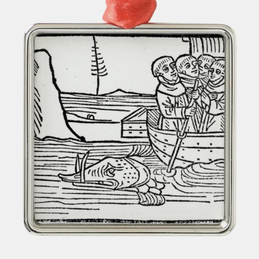 Illustratie uit "De reis van St. Brendan" Metalen Ornament (Voorkant)