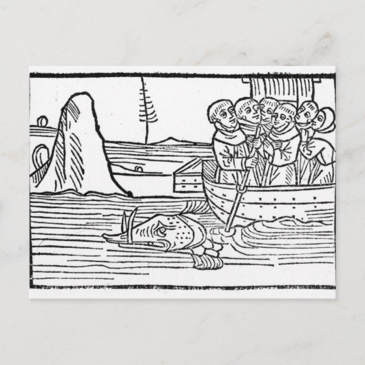 Illustratie uit de "Voyage of St. Brendan" Briefkaart (Voorkant)