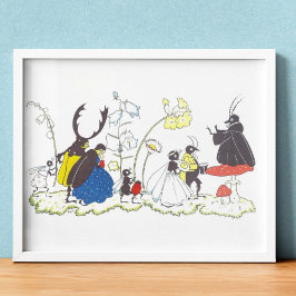 Illustratie uit een antiek kinderboek van Else Wen Poster
