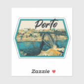 illustratie uitzicht Porto Douro Portugal Sticker (Vel)
