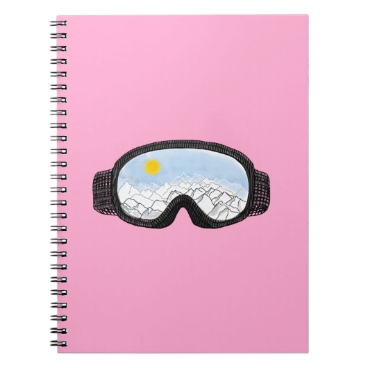 Illustratie Uitzicht Ski Goggles Illustratie Roze Notitieboek (Voorkant)