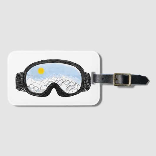 Illustratie Uitzicht Ski Goggles Mountain Bagagelabel (Voorkant (horizontaal))
