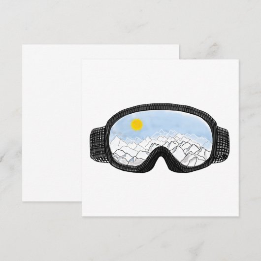 Illustratie Uitzicht Ski Goggles Mountain Bedankkaart (Voorkant / Achterkant)