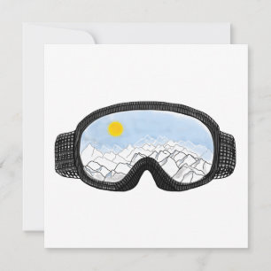 Illustratie Uitzicht Ski Goggles Mountain Bedankkaart