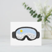 Illustratie Uitzicht Ski Goggles Mountain Briefkaart (Staand voorkant)