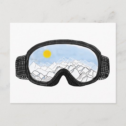 Illustratie Uitzicht Ski Goggles Mountain Briefkaart (Voorkant)