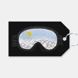 Illustratie Uitzicht Ski Goggles Mountain Cadeaulabel