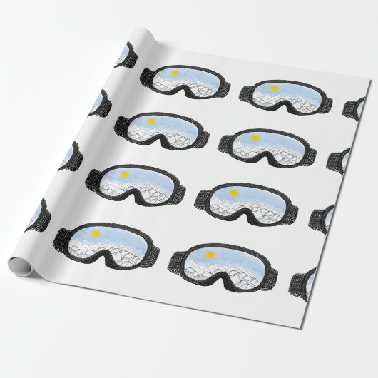 Illustratie Uitzicht Ski Goggles Mountain Cadeaupapier (Uitgerold)