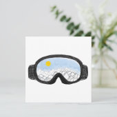 Illustratie Uitzicht Ski Goggles Mountain Feestdagenkaart (Staand voorkant)