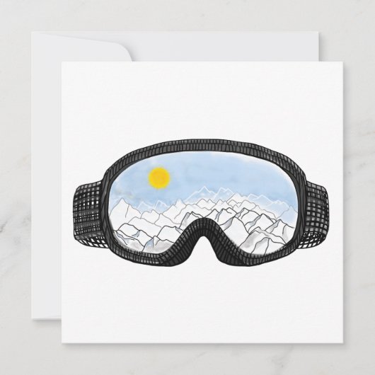Illustratie Uitzicht Ski Goggles Mountain Feestdagenkaart (Voorkant)