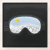 Illustratie Uitzicht Ski Goggles Mountain Glazen Onderzetter (Voorkant)