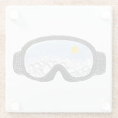 Illustratie Uitzicht Ski Goggles Mountain Glazen Onderzetter (Achterkant)