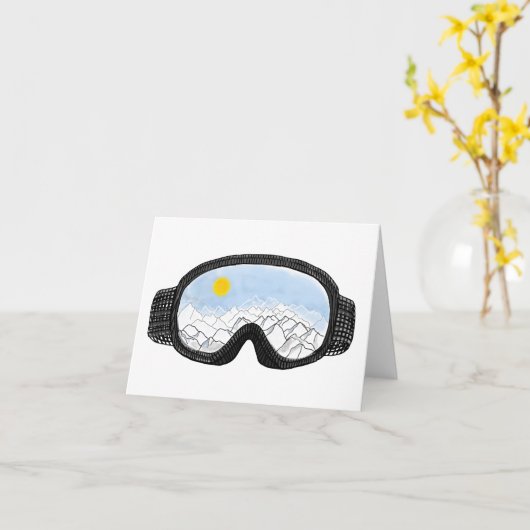 Illustratie Uitzicht Ski Goggles Mountain Kaart (Gele Bloem)