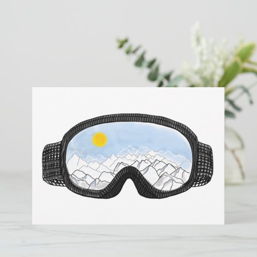 Illustratie Uitzicht Ski Goggles Mountain Kaart (Staand voorkant)