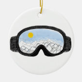 Illustratie Uitzicht Ski Goggles Mountain Keramisch Ornament (Voorkant)