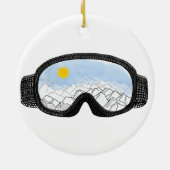Illustratie Uitzicht Ski Goggles Mountain Keramisch Ornament (Achterkant)