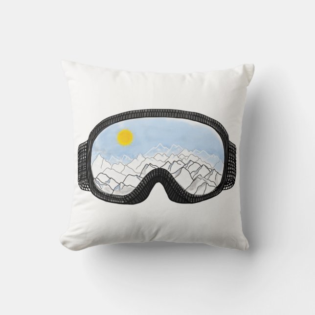 Illustratie Uitzicht Ski Goggles Mountain Kussen (Voorkant)
