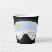 Illustratie Uitzicht Ski Goggles Mountain Latte Mok (Voorkant)