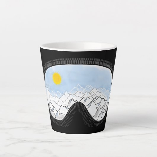 Illustratie Uitzicht Ski Goggles Mountain Latte Mok (Voorkant)