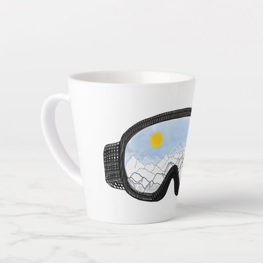 Illustratie Uitzicht Ski Goggles Mountain Latte Mok (Linkerhoek)