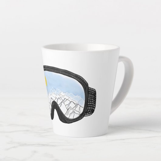 Illustratie Uitzicht Ski Goggles Mountain Latte Mok (Rechterhoek)