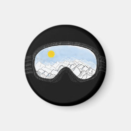 Illustratie Uitzicht Ski Goggles Mountain Magneet