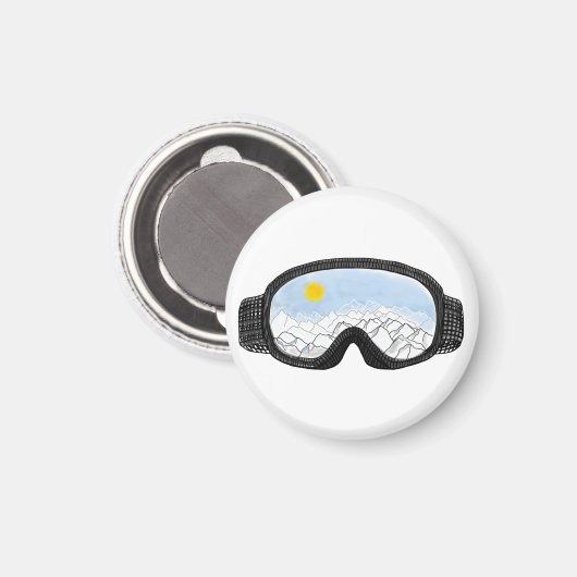 Illustratie Uitzicht Ski Goggles Mountain Magneet (Voorkant / Achterkant)