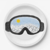 Illustratie Uitzicht Ski Goggles Mountain Papieren Bordje (Voorkant)