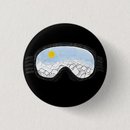 Illustratie Uitzicht Ski Goggles Mountain Ronde Button 3,2 Cm