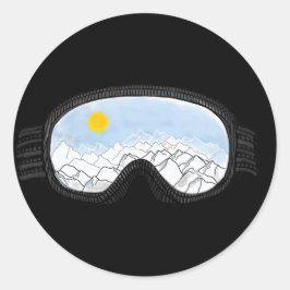 Illustratie Uitzicht Ski Goggles Mountain Ronde Sticker