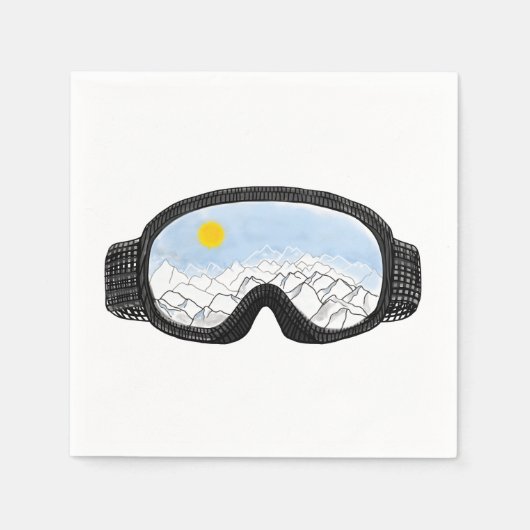Illustratie Uitzicht Ski Goggles Mountain Servet (Voorkant)